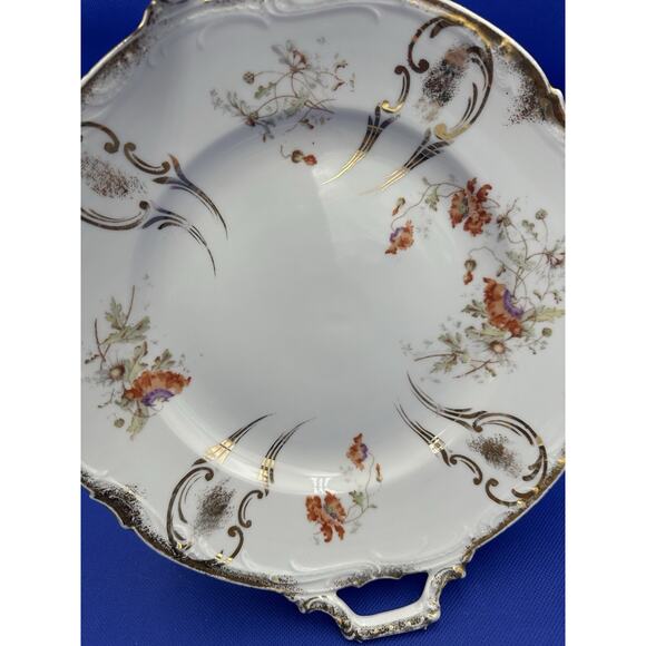 Vintage KPM Germany Porcelain Cake Plate 428 Floral Gold Trim Handles 12” - Picture 3 of 16